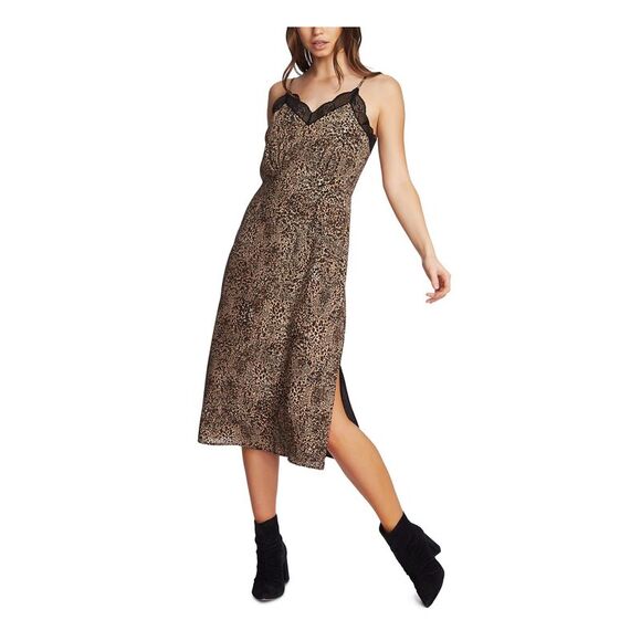 1. STATE Dresses & Skirts - 1. STATE Womens Brown Spaghetti Strap Maxi Shift Party Dress 0